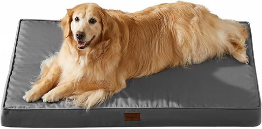 BFPETHOME Outdoor Dog Bed - Waterproof, Orthopedic, Removable Cover, Egg Crate Foam (54 x 36 in, Deep Grey) for Medium, Large, Extra Large Dogs