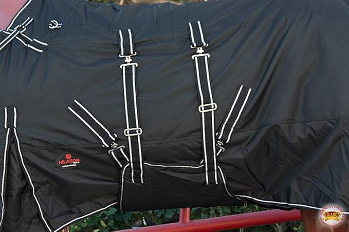 Black 68 in HILASON 1200D Winter Waterproof Poly Horse Turnout Blanket Belly Wrap