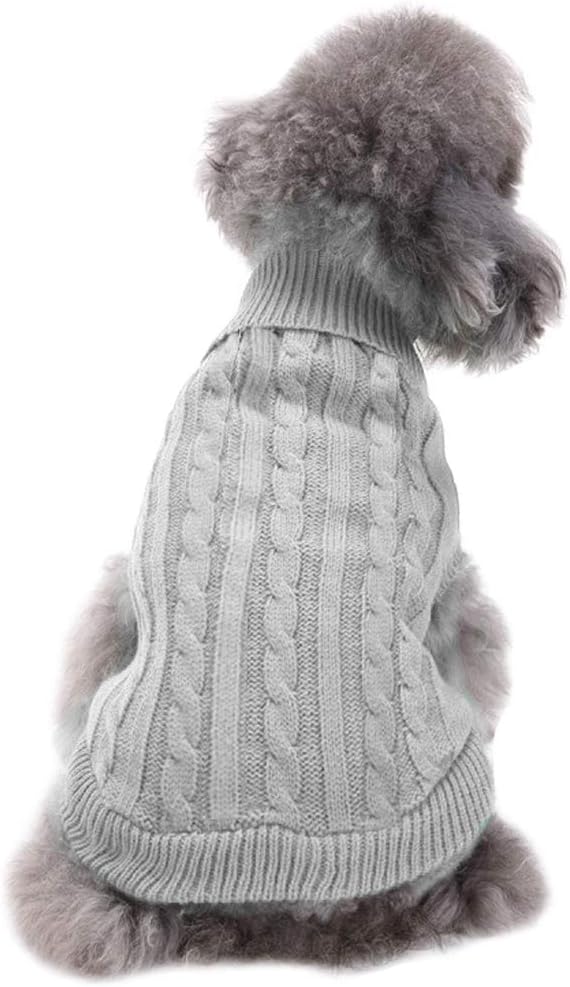 CHBORCHICEN Small Dog Sweaters Knitted Pet Cat Warm Dog Sweatshirt Winter Clothes Kitten Puppy Sweater (Small, Grey)