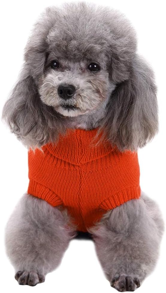 CHBORCHICEN Small Dog Sweaters Knitted Pet Cat Warm Dog Sweatshirt Winter Clothes Kitten Puppy Sweater (Small, Orange)