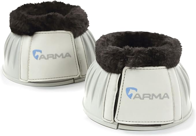 Shires Equestrian Equine Horse Arma Fleece Overreach Grey Cob Bell Boots