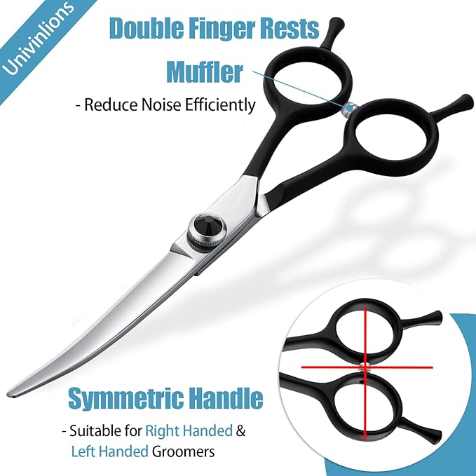 Dragon Creek 6" Upward Curved Dog Grooming Scissors Shears for Grooming Face and Paws Safety Shears Trimming Cutting Scissors for Dog Cat Pet Christmas Thanksgiving Gift Black