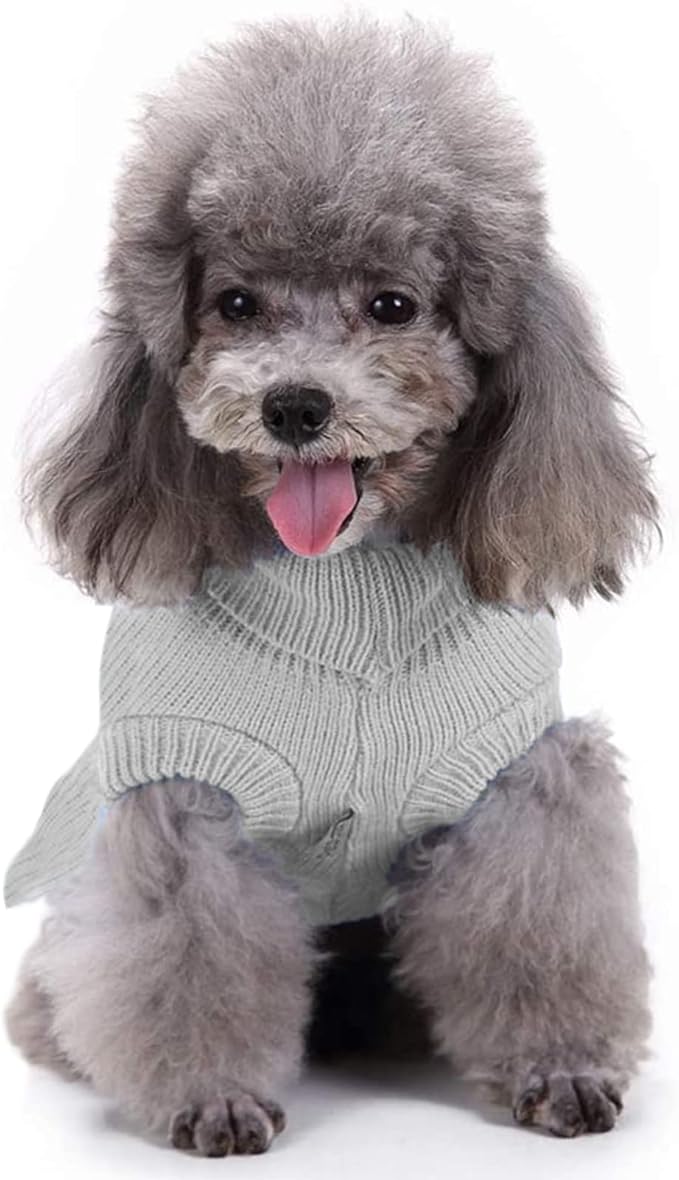 CHBORCHICEN Small Dog Sweaters Knitted Pet Cat Warm Dog Sweatshirt Winter Clothes Kitten Puppy Sweater (XS, Dress-Grey)