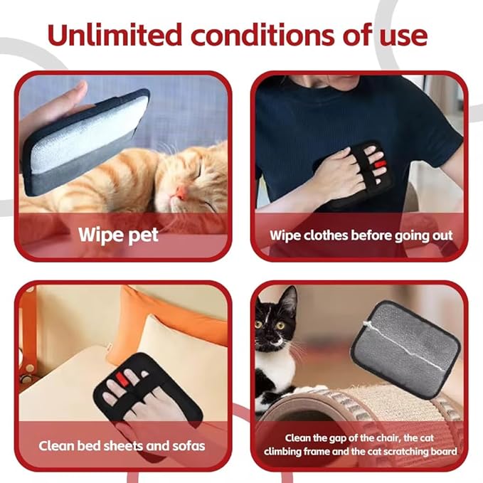Magic Brush PET Hair Removal Glove, Electrostatic for Furniture, Clothing, Reusable Two-Sided Fur & Lint Remover for Cats & Dogs, Washable, Upgraded Fur Removal Tool-1 PCS