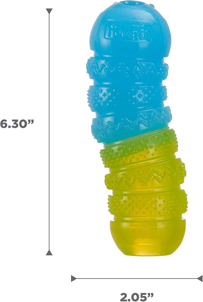 Outward Hound Gummiez Worm 2-in-1 Dental Dog Chew Toy and Dog Treat Stuffer Game, Cherry Scent, Multicolored