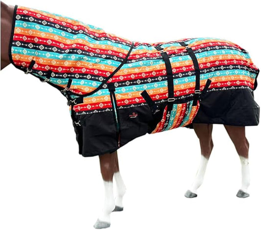 HILASON 1200D Winter Waterproof Poly Horse Hood Turnout Neck Blanket Belly Wrap Tribal | Blankets for Horses