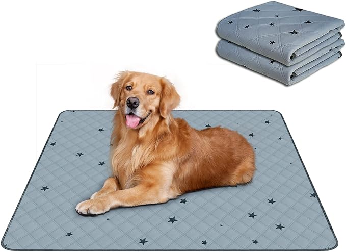 RIOUSSI Washable Pee Pads for Dogs, Reusable, Absorbent, Leakproof, Non Slip Pet Puppy Pads for Potty Training. Gray Stars, 36x41 Inch(2pack)