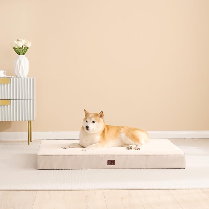 EHEYCIGA Orthopedic XL Dog Beds for Extra Large Dogs with Removable Washable Cover, Camel, 44x32