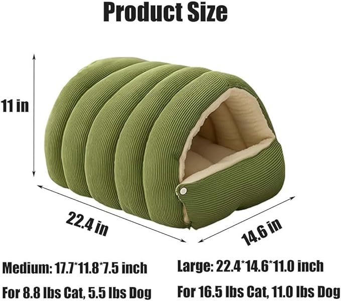 CutyPet Winter Cave,Warmth Cozy Comfort Plush Pet Cave,Cute Cozy Safe Hideaway Cat Bed with Removable Cushion,Warm Soft Removable Washable for Cats and Dogs (Purple, L:22.44 * 14.56 * 11.02 in)