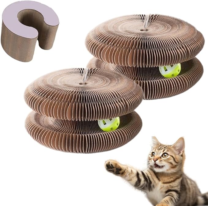 Rascador Flexible,rascador Flexible, 360°Spiral Track, Built-in Ball Pit, Magnetic Design, Free Splicing, Relieve Stress, Suitable for Indoor Cats (2PCS)