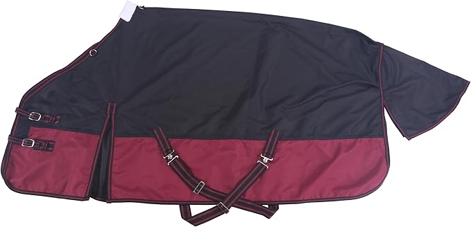 LEAFOREST 1200D Horse Blanket Waterproof Breathable Turnout (no Filling) Standard Neck Horse Sheet Black Red 75IN