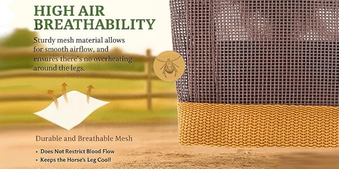 Horse Fly Boots - Horse Fly Protection, Fly Boots for Horses, Breathable Mesh [Set of 4], Heat-Reflective Light Grey, Adjust. Velcro, Durable Stays, Protective Leg Wear