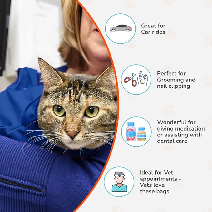 Cat-in-the-Bag Cozy Comfort Carrier - Small Cobalt Blue Cat Carrier Soft for Grooming, Vet Visits, Medication Administration, Dental Care, Nail Trimming, and Car Travel