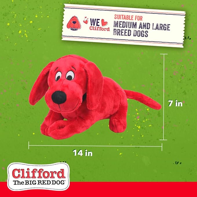 Clifford® Snuggle Buddy 14" Plush Dog Toy | Cozy Dog Stuffed Animals Play Toy for Medium to Large Dogs | Comfort, Squeakers, Crinkle, Interactive Bonding