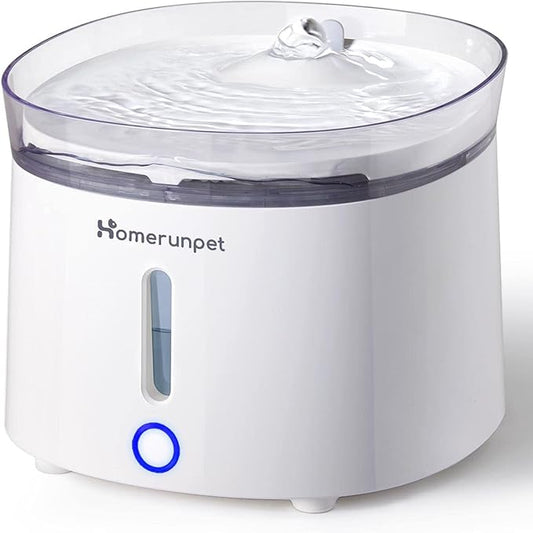 HomeRunPet Silent Cat Water Fountain, 68 oz/2L, Pet Fountain Wireless Pump, Dog Water Dispenser, Dual Mode, Quick Assembly & Easy-Clean, Filters Included
