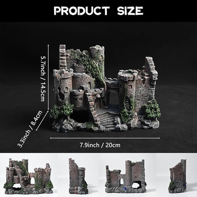 Aquarium Decorations- Castle Fish Tank Bubbler Decorations for Aquatic Pets to Breed Play and Rest Fish Decorations for Tank