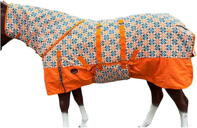 HILASON 1200D Winter Waterproof Poly Horse Hood Turnout Neck Blanket Belly Wrap Floral Motif | Blankets for Horses