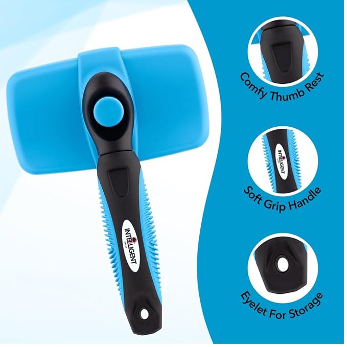 Self-Cleaning Dog Brush for Shedding & Grooming – Slicker Brush for Dogs & Cats, Deshedding & Dematting Tool, Easy One-Click Clean Pet Brush for Long & Short Hair