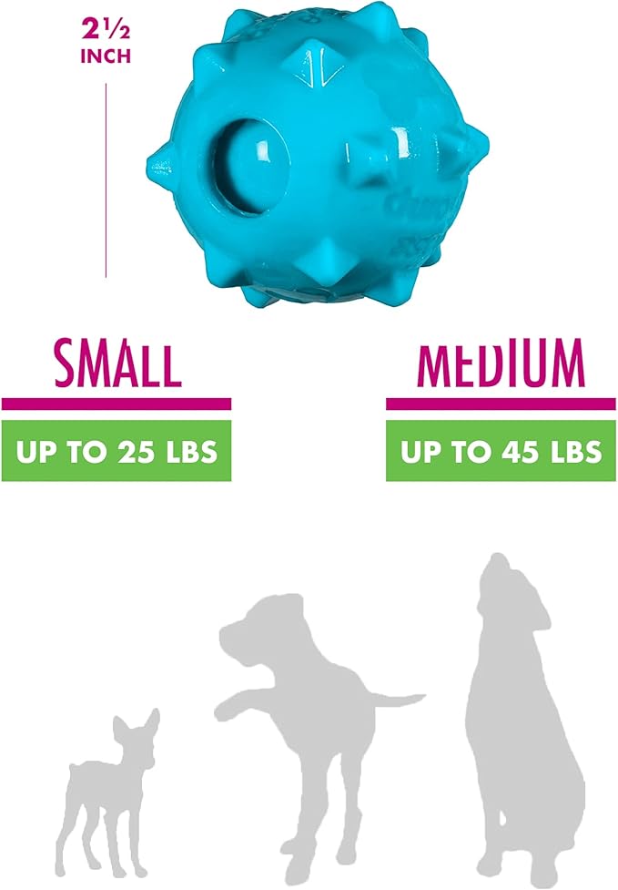 Chase 'n Chomp Dog Amazing Squeaker Ball Toy for Pets, Knobble, 2.5 Inch,Small Breeds