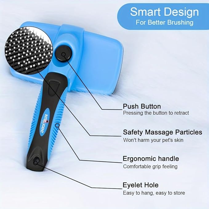 Self-Cleaning Dog Brush for Shedding & Grooming – Slicker Brush for Dogs & Cats, Deshedding & Dematting Tool, Easy One-Click Clean Pet Brush for Long & Short Hair