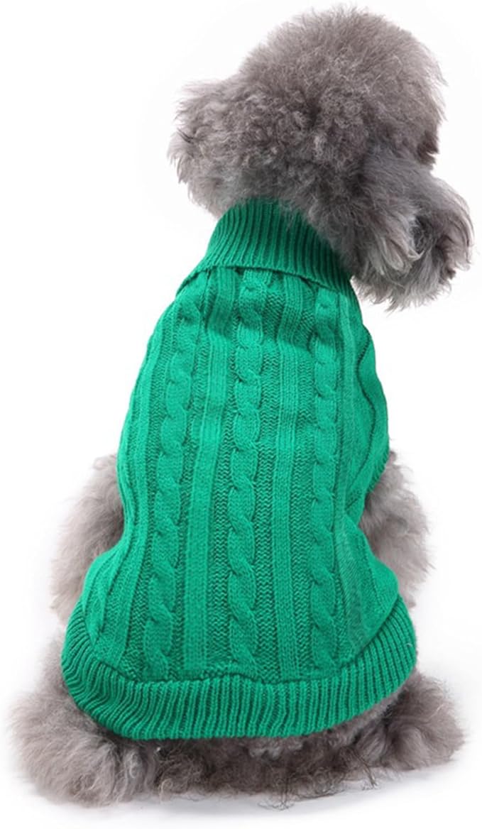 CHBORCHICEN Small Dog Sweaters Knitted Pet Cat Warm Dog Sweatshirt Winter Clothes Kitten Puppy Sweater (X-Small,Green)