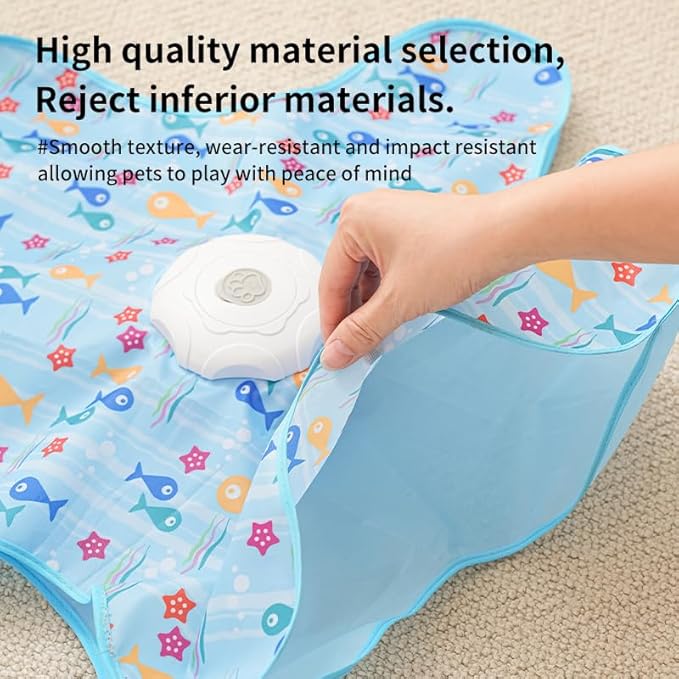 Rechargeable Automatic Cat Toy, 3-Mode Touch-Activated Interactive Toy with Random Motion, Concealed Feather & Squeaky Sound for Indoor Cats & Kittens (Blue)