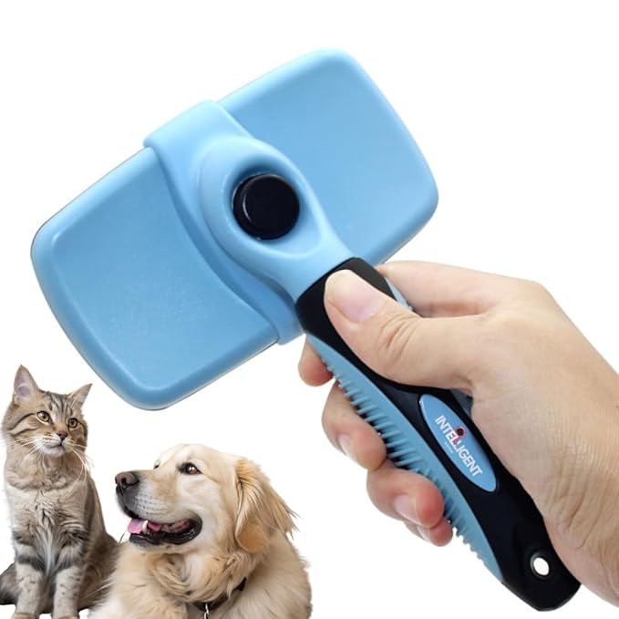 Self-Cleaning Dog Brush for Shedding & Grooming – Slicker Brush for Dogs & Cats, Deshedding & Dematting Tool, Easy One-Click Clean Pet Brush for Long & Short Hair