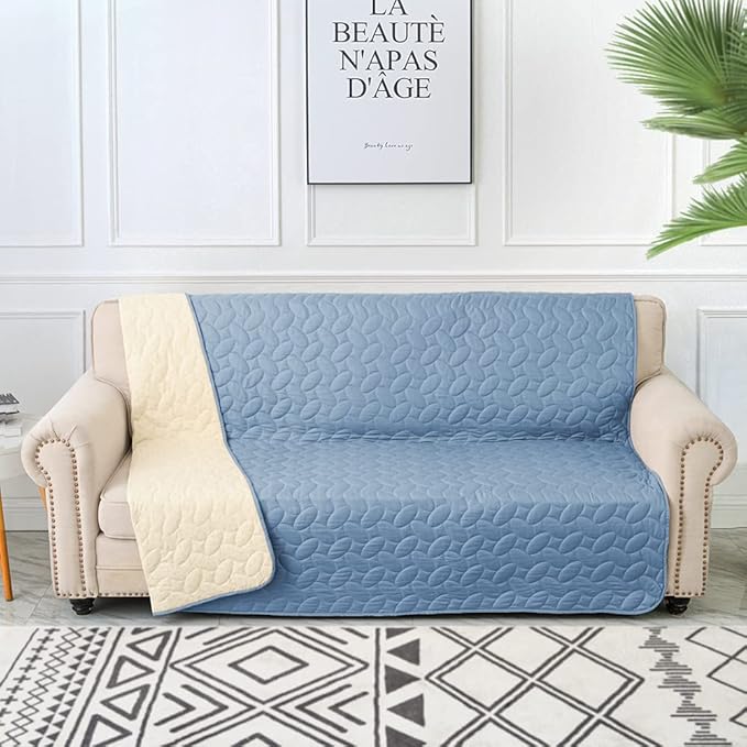 Ameritex Waterproof Pet Bed Cover Anti-Slip Dog Bed Blanket for Sofa and Furniture Waterproof New Pattern Design (Lightblue, 30x53 Inch (Pack of 1))