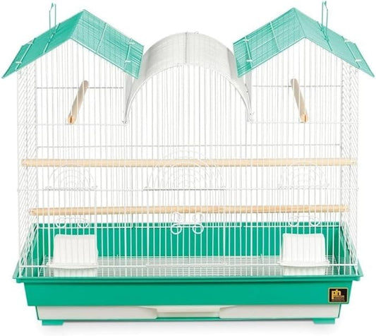 Renaissance Rhapsody Triple Roof Bird Cage with Elegant Multi-Tiered Design, Durable Construction, Spacious Interior Green