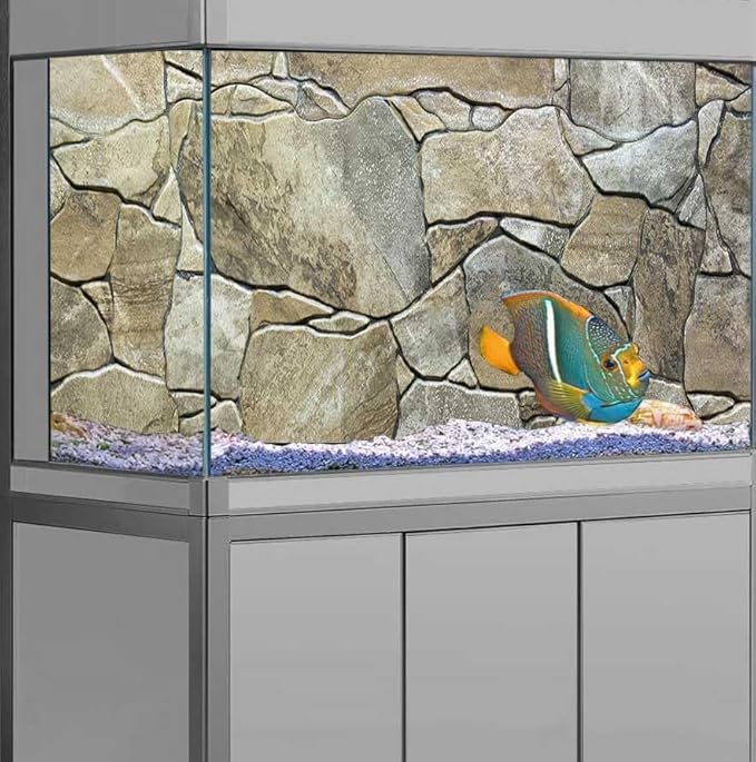 72X18IN Marble Aquarium Background, Art Marble Aquarium Background, Natural Marble Glass Terrarium Background with 8 EVA Double-Sided Tape