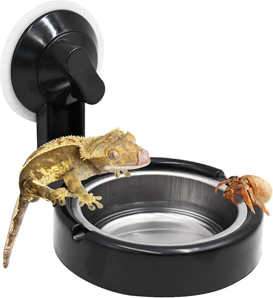 Small Animals Feeding Tray with Sucker, Reptile Feeding Cup, Reptile Food and Water Bowl, Single Bowl Reptile Food Dish with Powerful Suction Cup