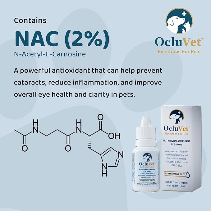 Eye Drops for Pets | Clinically Studied Antioxidants for Pets | Made in The USA | Includes 2% N-Acetyl-L-Carnosine (NAC) | 16mL - 2 Pack