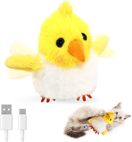 Petbobi Cat Toys Flapping Bird– Interactive Bird Cat Toy with Flapping Wings and Chirping Sounds, USB Rechargeable Motion-Activated Catnip Toy for Indoor Cats & Kittens (Non-Flying)