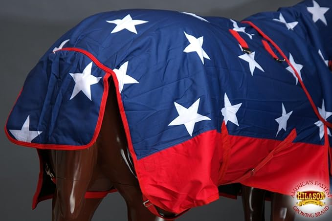 American Flag 75 in HILASON 1200D Winter Waterproof Poly Horse Turnout Blanket Belly Wrap