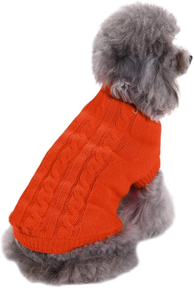 CHBORCHICEN Small Dog Sweaters Knitted Pet Cat Warm Dog Sweatshirt Winter Clothes Kitten Puppy Sweater (Small, Orange)