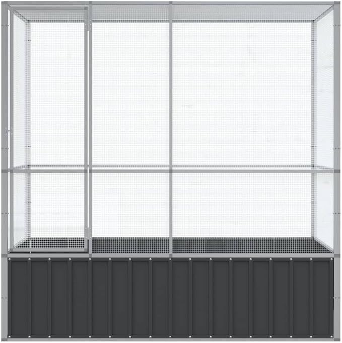 Steel Aviary Silver, Steel Bird Cage, Outdoor Aviary Parrot Cage Wide Flight Metal Birdcage, 82.9"x42.1"x83.5" Steel,-81