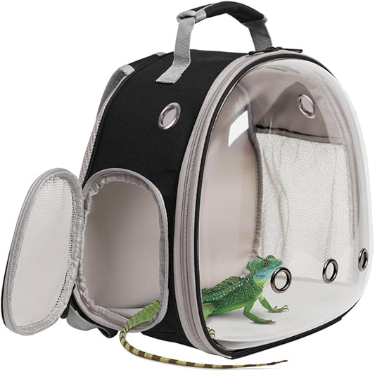 Small Animal Travel Carrier Backpack Design for Guinea Pig,Portable Bearded Dragon Bag for Sugar Glider,Hedgehog,Rat,Bunny,Rat (Black, Backpack)
