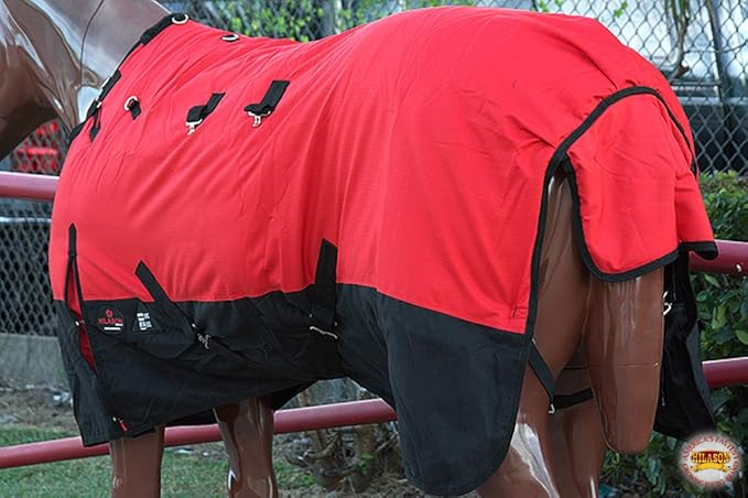 HILASON 1200D Winter Waterproof Poly Horse Turnout Blanket Belly Wrap Red | 76 in