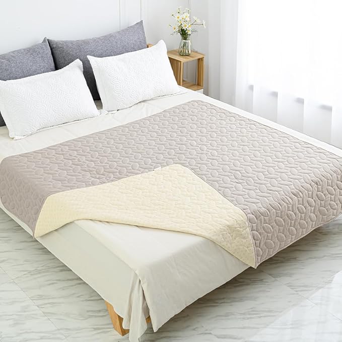 Ameritex Waterproof Pet Bed Cover Anti-Slip Dog Bed Blanket for Sofa and Furniture Waterproof New Pattern Design (Khaki, 82x102 Inch (Pack of 1))