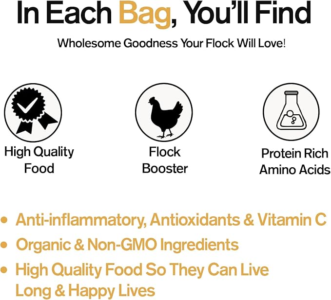 Naturally Fortified Flock Booster - Concentrated Protein and Flora Supplements Suitable for Hens and Ducks, Hand Mixed USA Grown Ingredients – Vitale Molt & Laying – 16oz