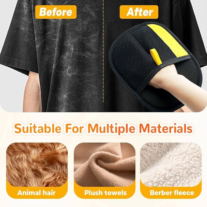 2PCS Electrostatic Gloves Pet Hair Removal, 2025 Reusable Dogs Cats Hair Remover Gloves for Furniture Sheets Clothes