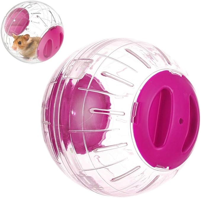 Mini New Cute Dwarf Hamster Running Ball 4.7 Inches Crystal Ball for Hamsters Small Silent Exercise Wheel Small Cage Accessories Suitable for Hamsters Less Than 4 inches 10 cm in Length (Pink)