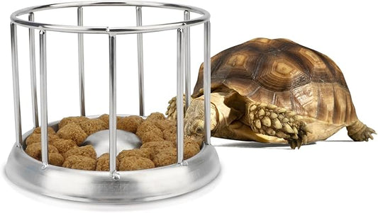 Wontee Tortoise Feeding Dish Reptile Water Dish Food Bowl Stainless Steel Feeder for Tortoises Lizards Turtles Chameleon (S)