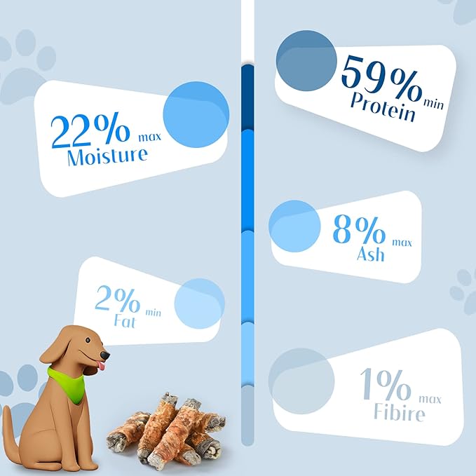 ASMPET Dog Cod Skin Treats, Chicken Wrapped Cod Skin Sticks, Rawhide Free Dog Treats Chews Bones, Extra Large