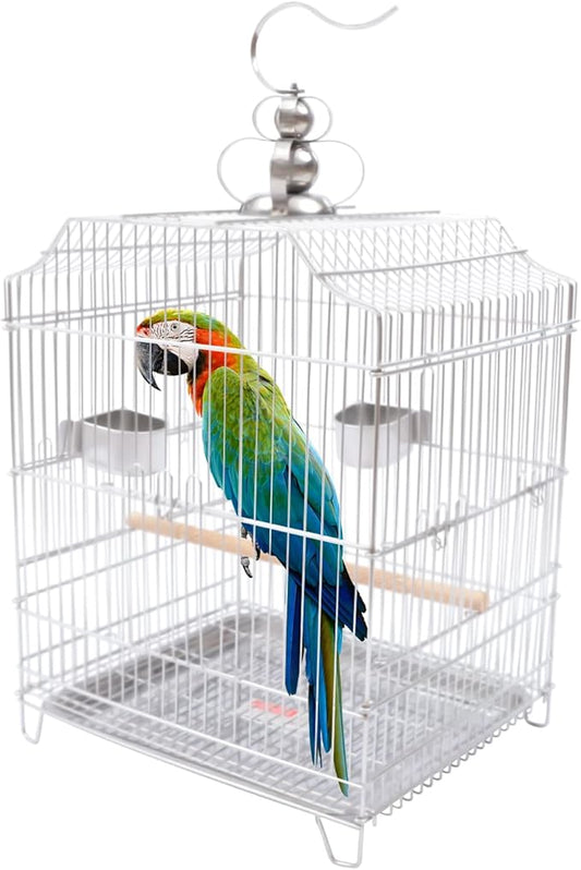 Small Bird Cage, Stainless Steel Parakeet Bird Cage Small Birds Starter Kit Hanging Bird Cages with Stand for Parakeets Lovebirds Parrotlets Finches Canaries