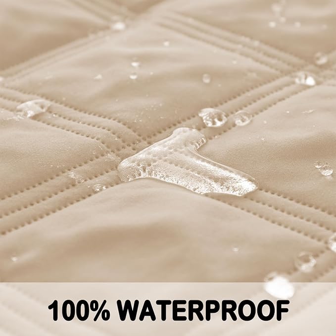 fuguitex Waterproof Dog Blanket Reversible for Small Dogs Resistant Leakproof Washable Couch Cushion Bed Protector Cover for Indoor Furniture Pet Friendly（52"*82",Beige+Khaki
