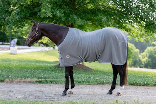 Miller's Standard Neck Fleece Cooler for Horses -Gray with Lt.Gray and Green Trim-72