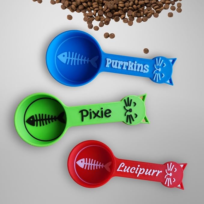 Personalized Cat Food Scoop, Cat Food Measuring Cup with Name, Kibble Scoop (8 oz - 1 cup)