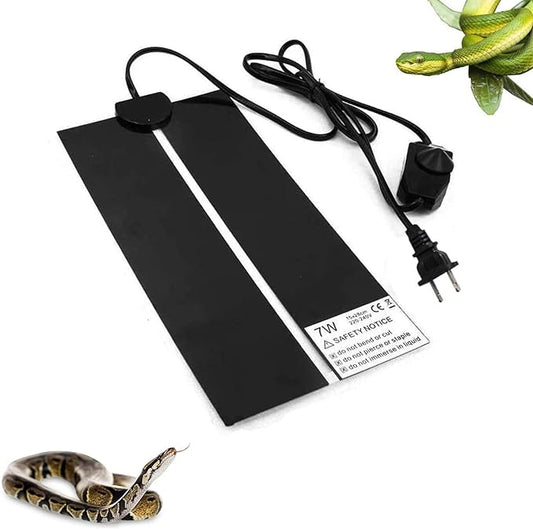Reptile Heating Mat with Temperature Adjustment, Waterproof Reptile Heat Pad Under Tank Terrarium Heater for Amphibians, Small Animals, Seeding (7W 11 x 5.9 in)