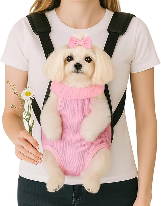Mosago Dog Backpack Carrier, Pet Sling Front Backpack for Small Medium Dogs 10-16 Lbs, Legs Out, Adjustable Wearable Puppy Chest Travel Bag, Thick Straps & Cushion, Easy-Fit for Hiking/Walking/Camping